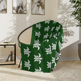 Green and White Sea Turtle Pattern-Themed Velveteen Microfiber Blanket - 3 Sizes
