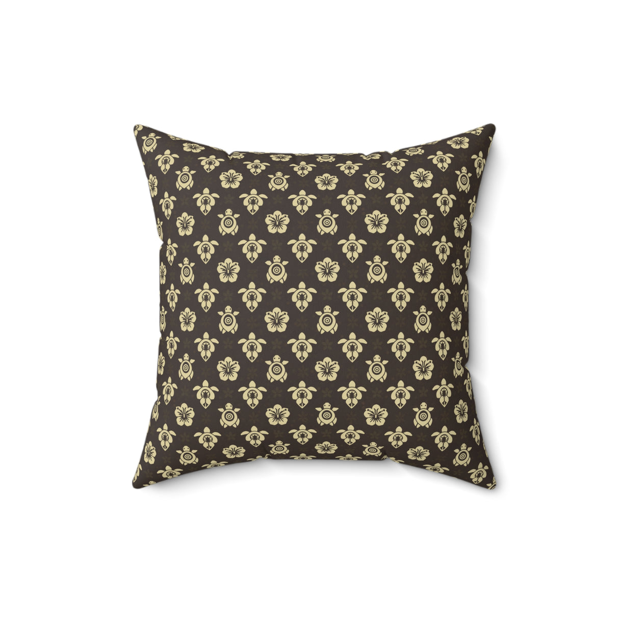 Brown and Ivory Tropical Pattern Sea Turtle Faux Suede Pillow - 4 sizes