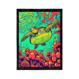 Colorful Sea Turtle Near Atlantis -Themed Velveteen Microfiber Blanket - 3 Sizes