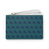 Blue Monochrome Stylish Sea Turtle Faux Leather Clutch Bag