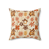 Burnt Orange Tiki Sea Turtle Pillow, Faux Suede Pillow - 4 sizes