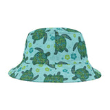 Sea Tones Island Print Sea Turtle Pattern Bucket Hats - Large Sizes Available