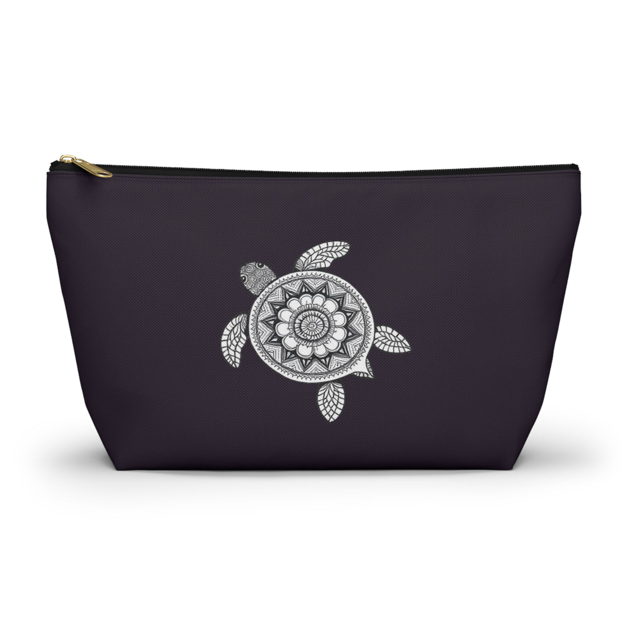 Dark Purple Mandala Sea Turtle Print Accessory Pouch