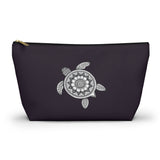 Dark Purple Mandala Sea Turtle Print Accessory Pouch