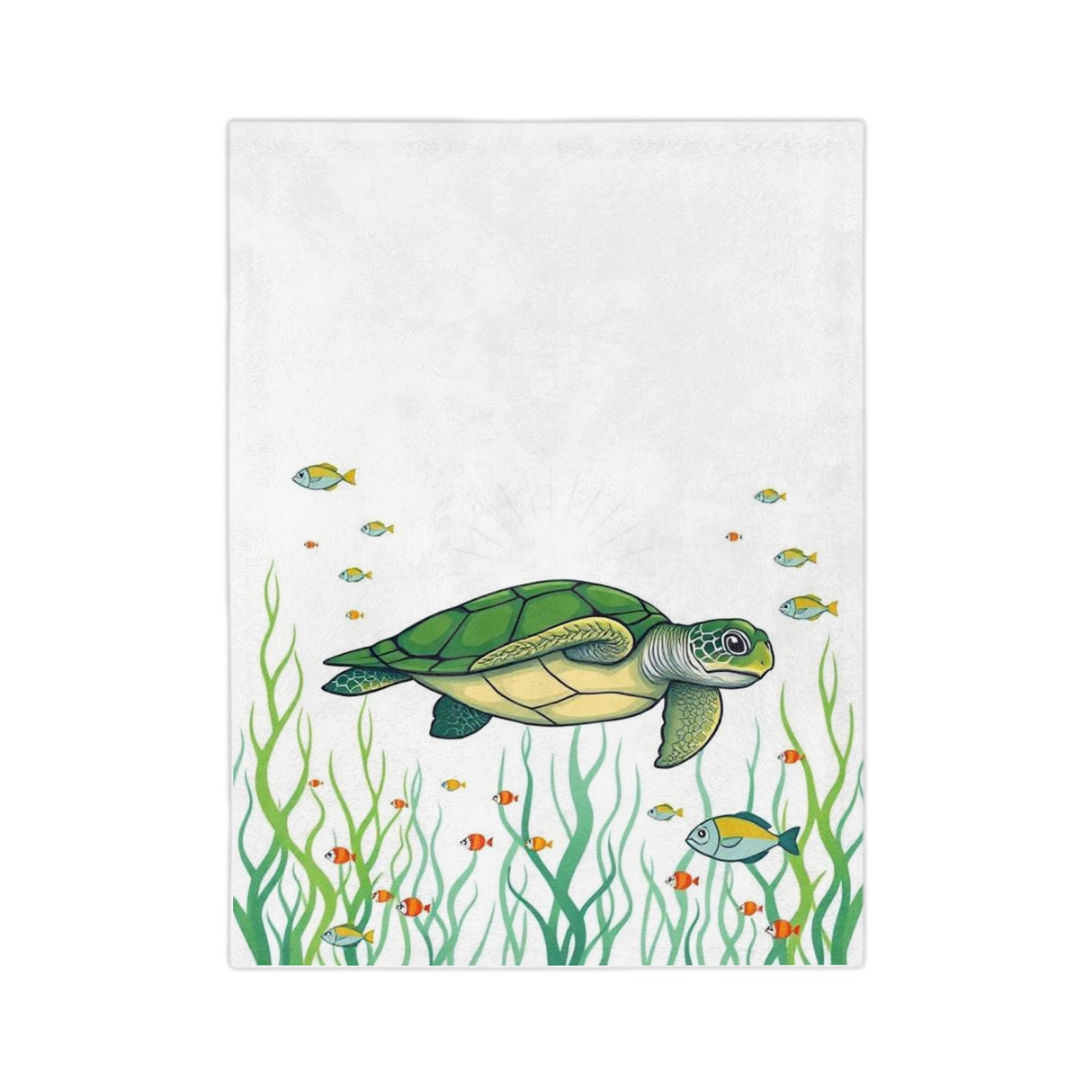 Green Sea Turtle in The Grass -Themed Velveteen Microfiber Blanket - 3 Sizes