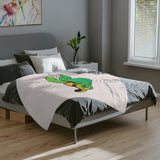 Comic Style Green Sea Turtle -Themed Velveteen Microfiber Blanket - 3 Sizes