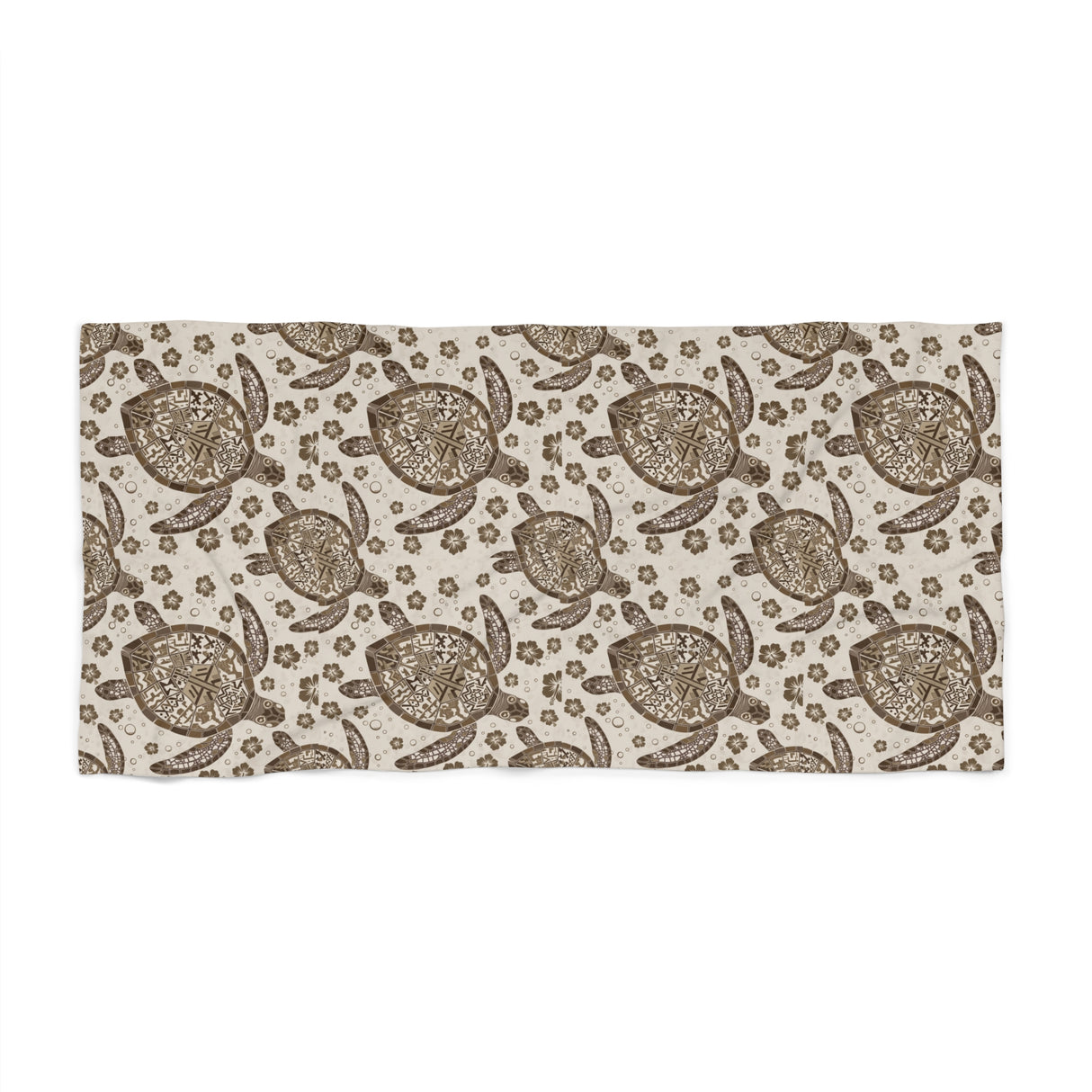 Colorful Brown Boho Art Sea Turtle Beach Towel