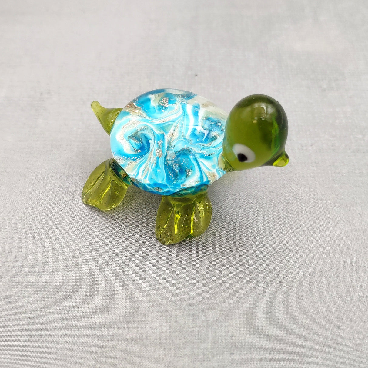 Swirl Glass Sea Turtle Figurine Green Blue (1 figure approx. 1.5 inches) Swirly Green Blue Glass Sea Turtle for gifts décor & collecting!