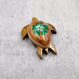 Wooden Sea Turtle Magnet Green Hibiscus Flower (1 magnet approx. 2+ inches) Wood Sea Turtle Magnet gift for fridges cabinets doors!