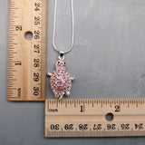 Purple Sea Turtle Necklace Silver Rhinestone Pendant (approx. 16+ inches AROUND) Plum Colored Sea Turtle Jewelry gift for ocean life lovers!
