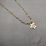 Sea Turtle Necklace Green Gold Color (1 necklace approx. 16+ inches AROUND) Gold Tone Green Sea Turtle charm necklace for gifting!