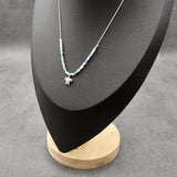 Sea Turtle Charm Necklace Blue Green White Beads Silver Color (approx. 14+ inches AROUND) Sea Turtle Necklace Jewelry for seaside wear!