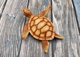 Sea Turtle Figurine Brown Wood Style (1 turtle approx. 5+ inches) Resin Sea Turtle Figure for coastal beach home display & decoration!