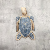 Large Blue Sea Turtle Painted Wood (1 sea turtle approx. 10+ inches) Dark Blue Painted Wooden Sea Turtle Figure for home décor & display!