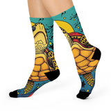 Crazy Cartoon Sea Turtle Cushioned Crew Socks