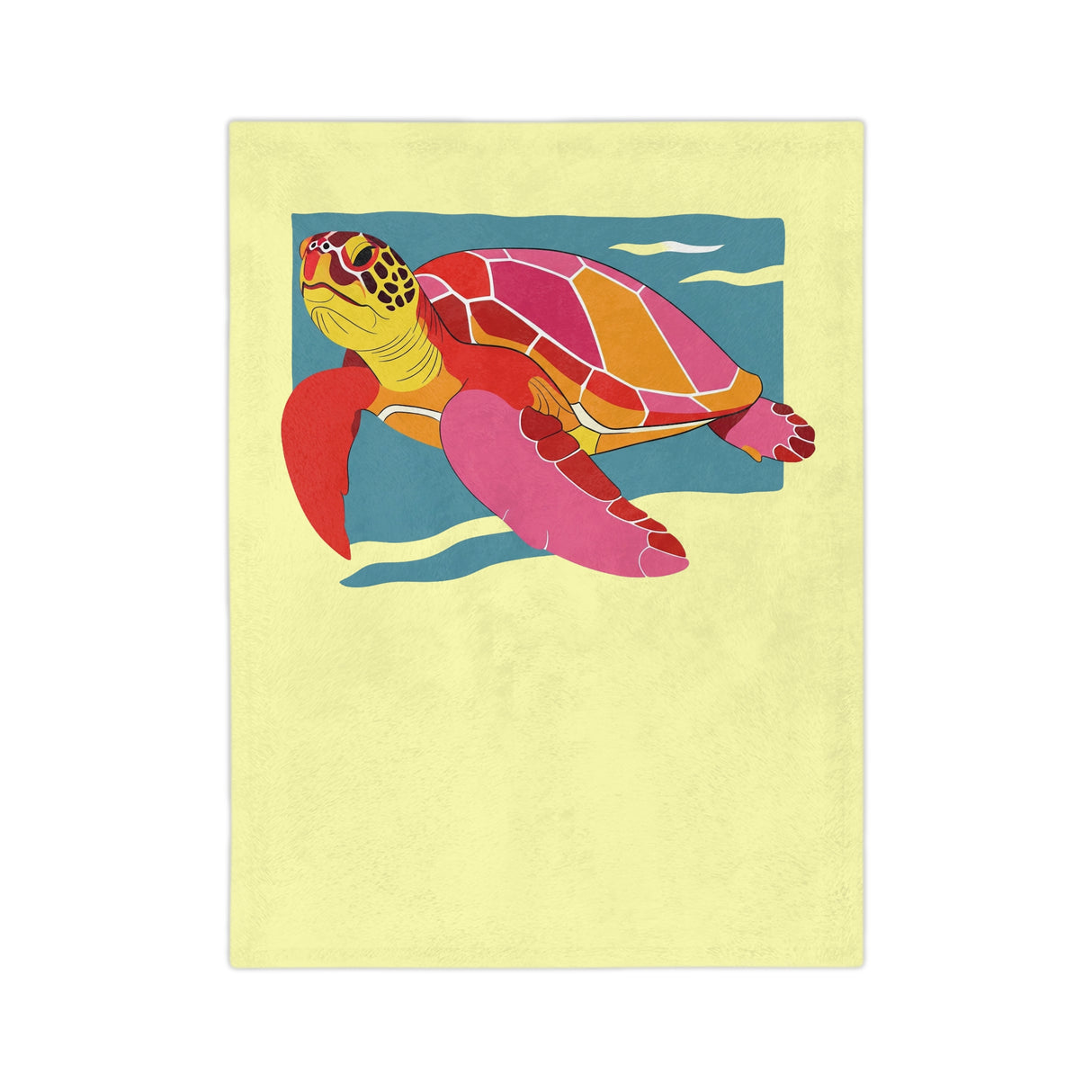 Colorful Pop Art  Sea Turtle -Themed Velveteen Microfiber Blanket - 3 Sizes