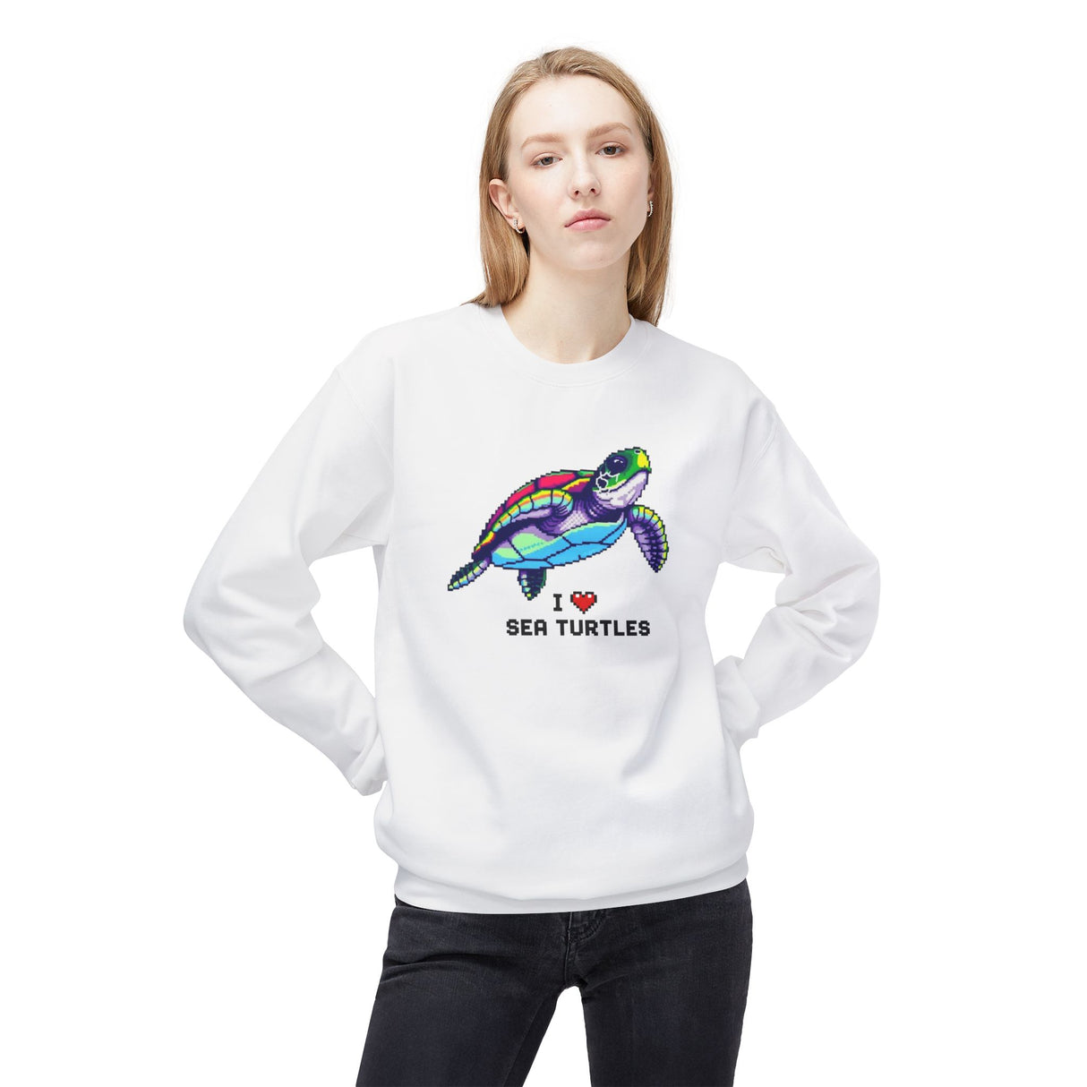 8 Bit I Love Sea Turtle Sweatshirt - 4 colors