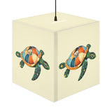 Green Collage Sea Turtle Geometric Light Cube Lamp
