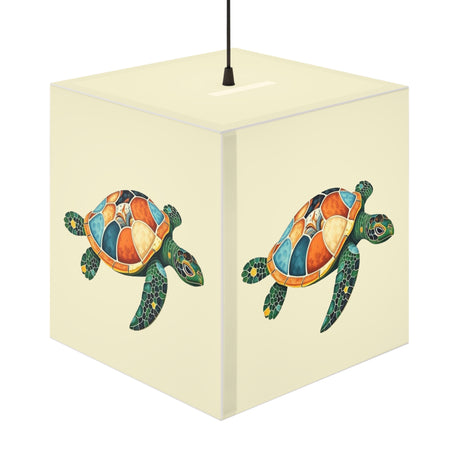 Green Collage Sea Turtle Geometric Light Cube Lamp