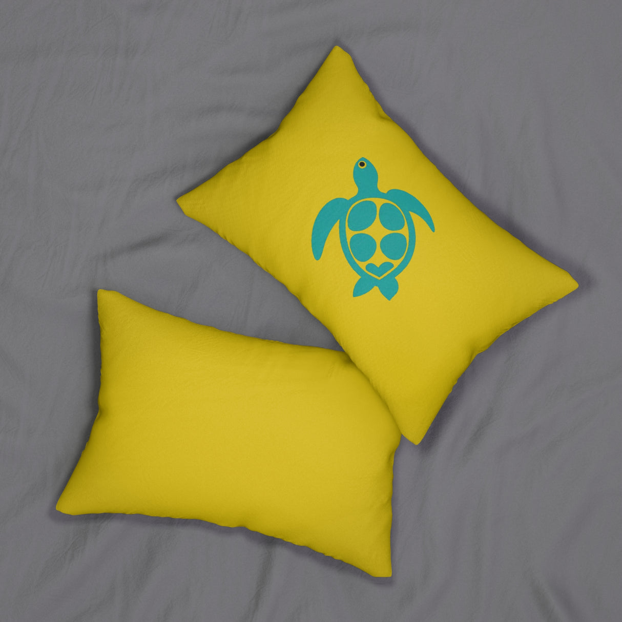 Gold and Teal Sea Turtle Lumbar Pillow