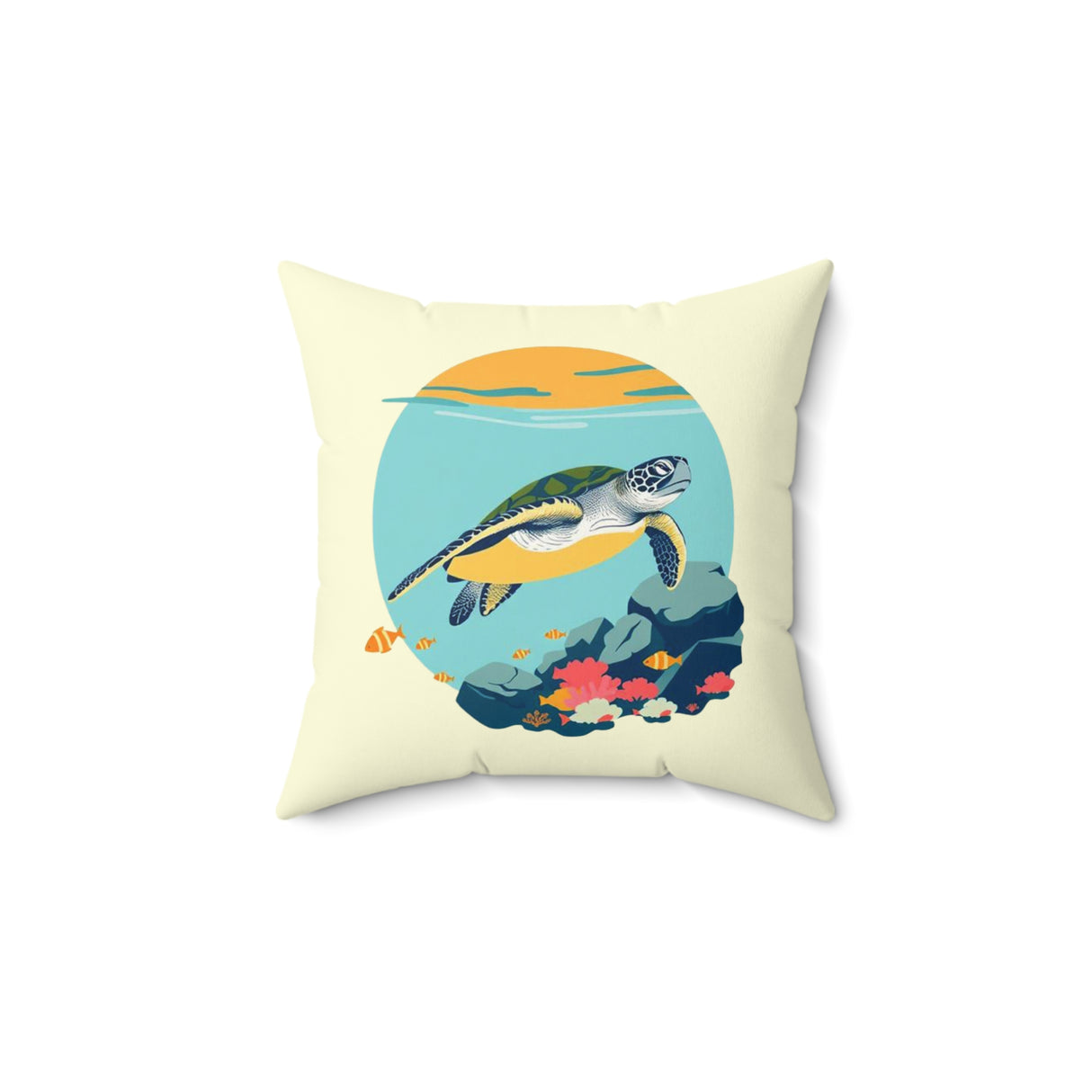 Swimming Sea Turtle Faux Suede Pillow, Coastal Home Decor, Boho Accent Cushion, Beach House Accent, Sea Turtle Decor
