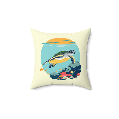 Swimming Sea Turtle Faux Suede Pillow, Coastal Home Decor, Boho Accent Cushion, Beach House Accent, Sea Turtle Decor