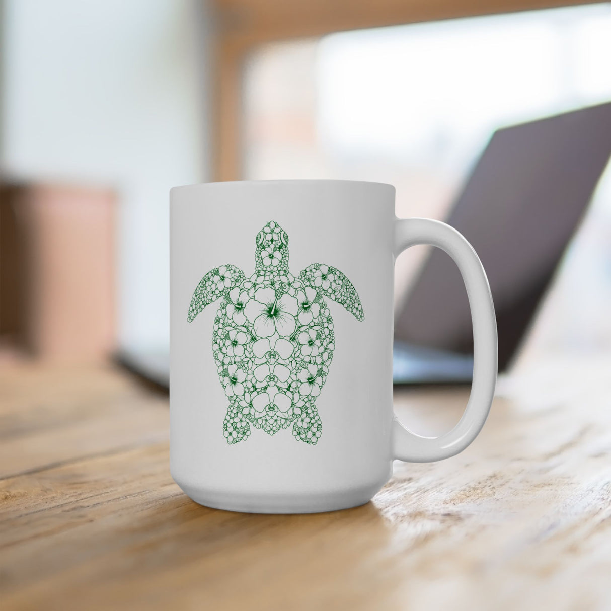Tropical Green Sea Turtle Design Mug