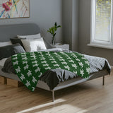 Green and White Sea Turtle Pattern-Themed Velveteen Microfiber Blanket - 3 Sizes