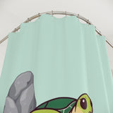 Cartoon Green Sea Turtle Shower Curtains - Coastal Bathroom Decor