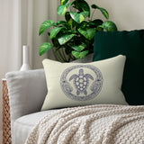 Purple Tropical Flower Sea Turtle Lumbar Pillow, Nautical Home Decor, Beach House Accent Cushion, Gift for Beach Lovers, Turtle Design Throw Pillow