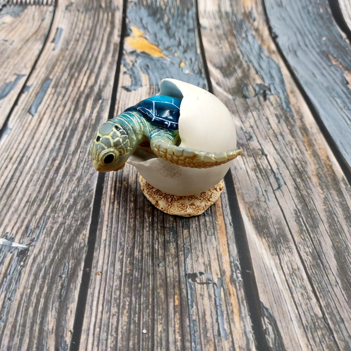 Blue Baby Sea Turtle Hatching Figure (1 turtle approx. 3+ inches) Blue Painted Resin Baby Turtle Egg Figure for coastal home décor!