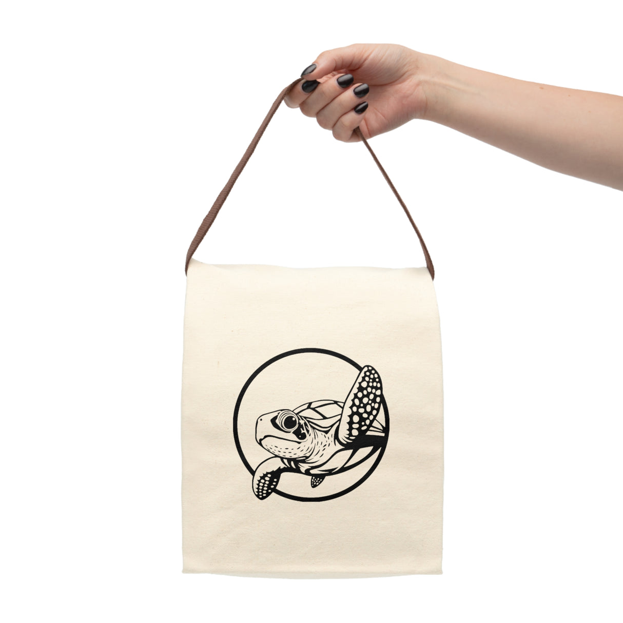 Waving Sea Turtle Lunch Bag - Reusable Canvas Lunch Bag