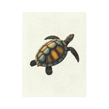 Sea Turtle Art Print -Themed Velveteen Microfiber Blanket - 3 Sizes