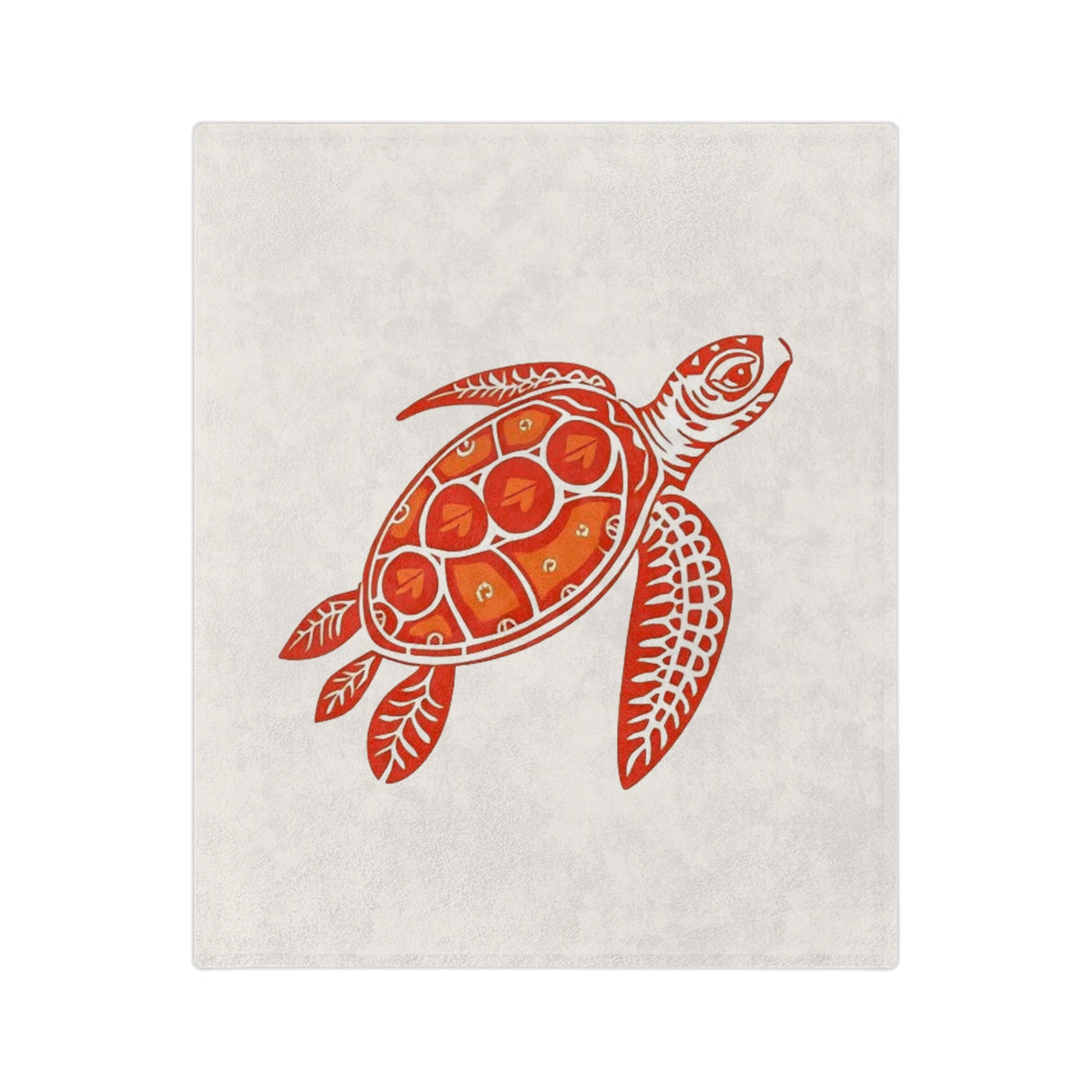 Orange and Red Tropical Sea Turtle-Themed Velveteen Microfiber Blanket - 3 Sizes