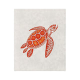 Orange and Red Tropical Sea Turtle-Themed Velveteen Microfiber Blanket - 3 Sizes