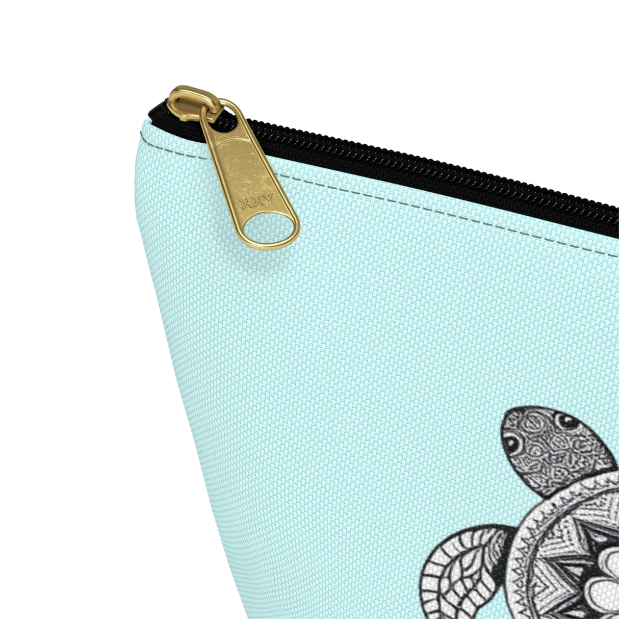 Boho White and Blue Sea Turtle Print Accessory Pouch