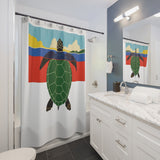 Mod Art Print Sea Turtle Shower Curtains - Coastal Bathroom Decor