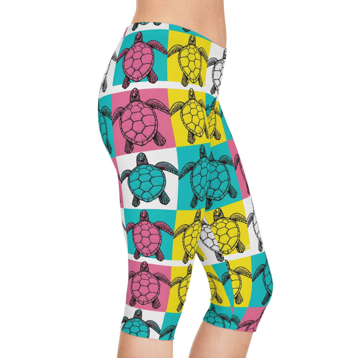 Vibrant Mod Sea Turtle Capri Leggings