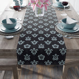 Dark Blue Sea Turtle and Floral Print Table Runner