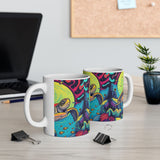 Cosmic Sea Turtle Ceramic Mug - Sea Turtle Lover Gift, Ocean Decor, Turtle Art, Eco-Friendly Drinkware, Groovy Coffe Cup