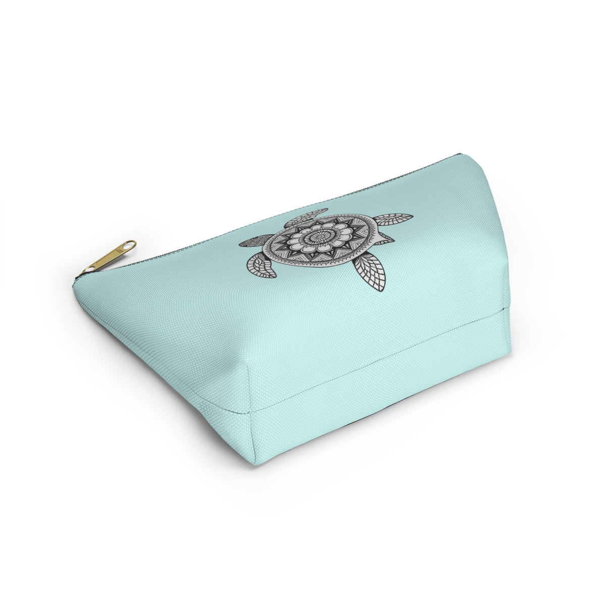 Boho White and Blue Sea Turtle Print Accessory Pouch