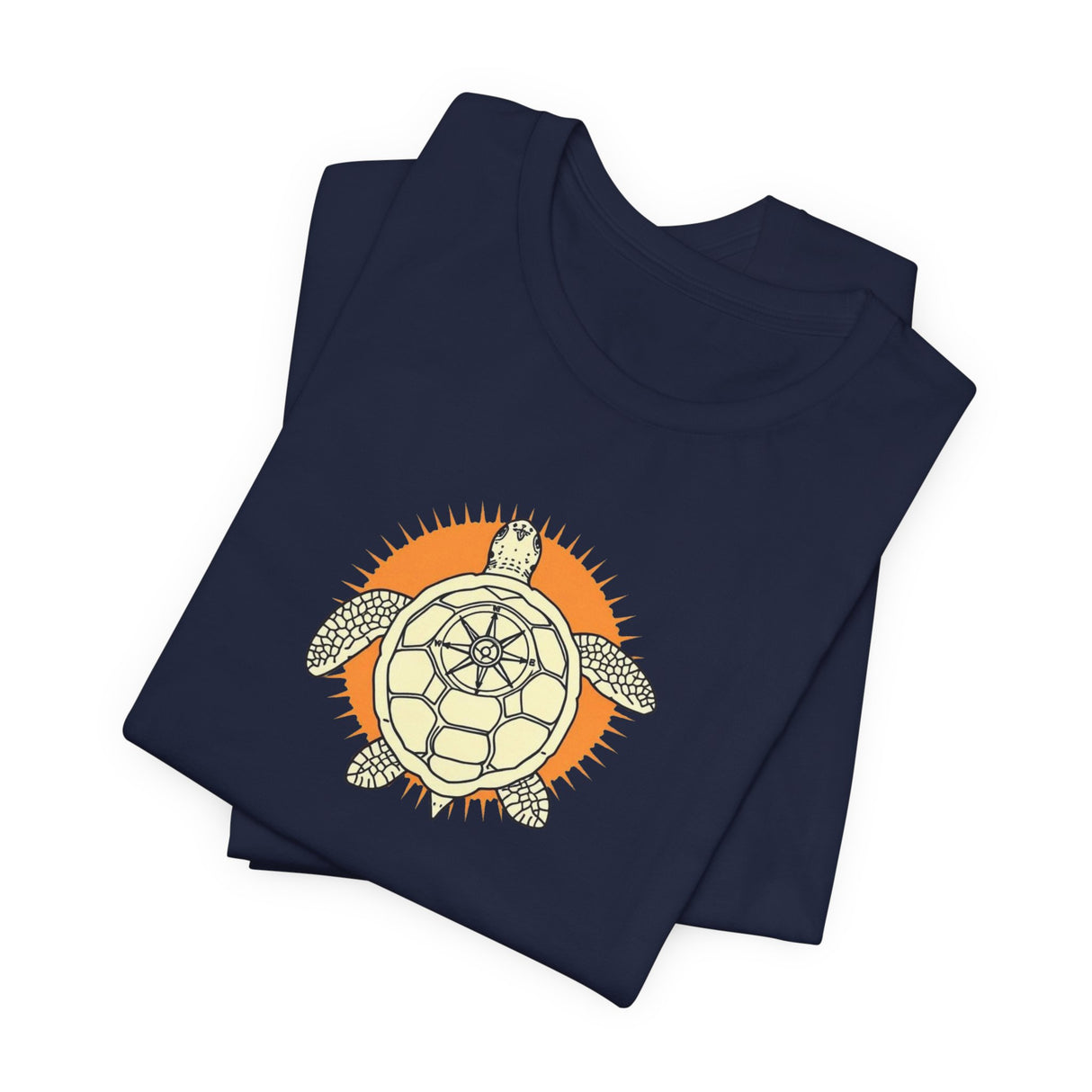 Orange and White Compass Sea Turtle Illustration Tee - 6 colors