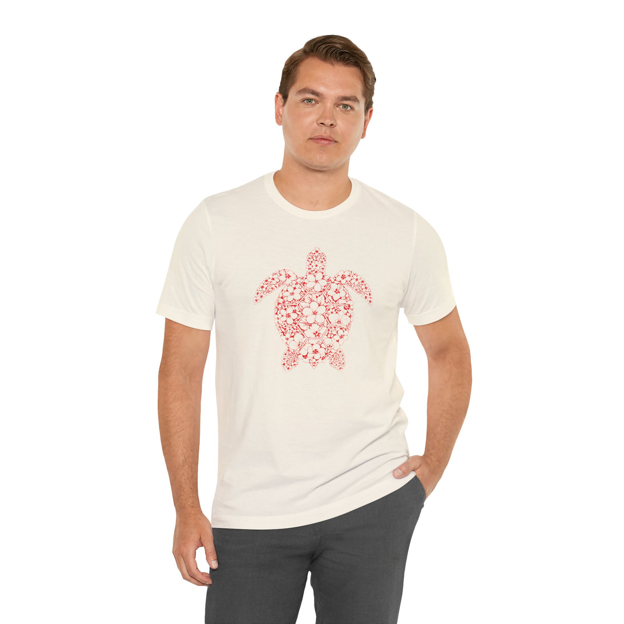 Red Tropical Flower Sea Turtle Graphic Tee - 5 Colors