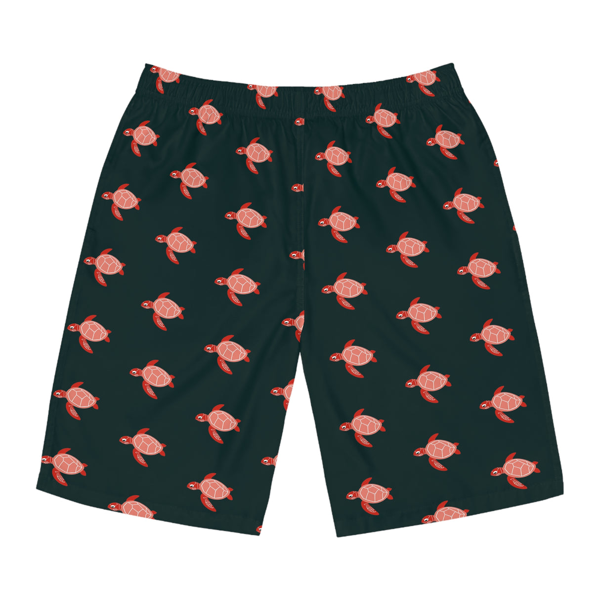 Dark Blue Sea Turtle Print Men's Board Shorts