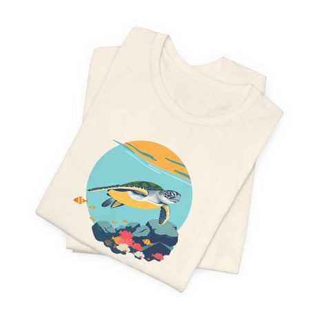 Sea Turtle At Sea Circle Design Unisex Jersey Short Sleeve Tee, Great Gift For Sea Turtle Lovers, Sea Turtle Shirt