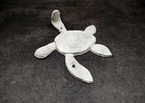 Cast Iron Antique White Sea Turtle Wall Hook (1 cast iron hook approx. 6+ inches) Functional Sea Turtle Wall Hanger for coastal home decor!