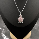 Pink Sea Turtle Necklace Silver Rhinestone Pendant (approx. 16+ inches AROUND) Colorful Sea Turtle Jewelry a gift for ocean life enthusiast!