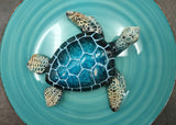 Blue Sea Turtle Figurine Painted Resin (1 turtle approx. 5+ inches long) Blue Painted Resin Sea Turtle Figure for coastal home decor!
