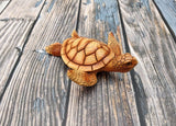 Sea Turtle Figurine Brown Wood Style (1 turtle approx. 5+ inches) Resin Sea Turtle Figure for coastal beach home display & decoration!