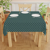 Dark Teal Sea Turtle and Floral Print Tablecloth